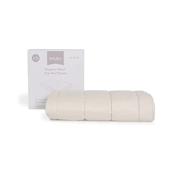 The Little Green Sheep Organic Wool Cot Bed Duvet for Toddlers - Hypoallergenic and Naturally Temperature Regulating - 120 x 140cm