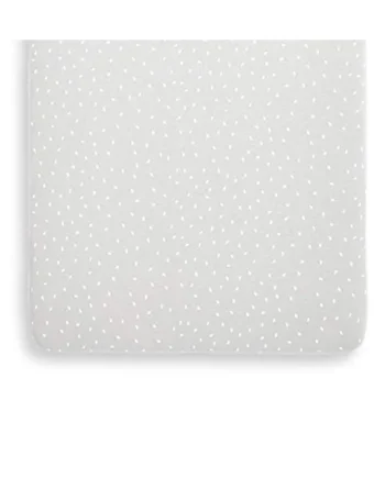 The Little Green Sheep Printed Linen Crib Sheet, Lightweight & Breathable, Dove with White Rice Print
