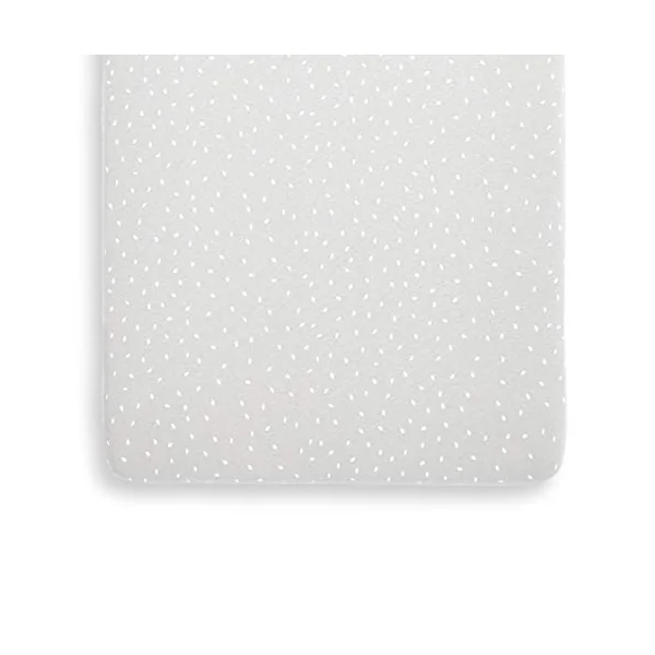 The Little Green Sheep Printed Linen Crib Sheet, Lightweight & Breathable, Dove with White Rice Print