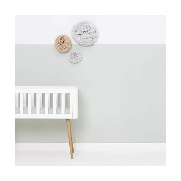 The Little Green Sheep Printed Linen Crib Sheet, Lightweight & Breathable, Dove with White Rice Print