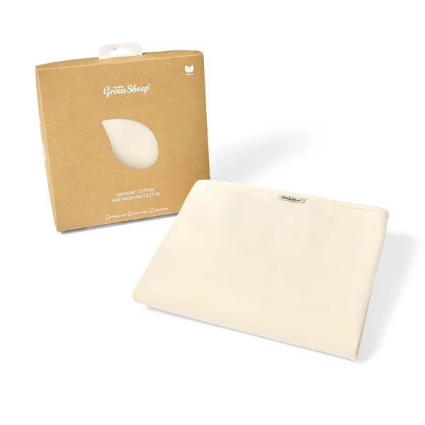 The Little Green Sheep Waterproof Mattress Protector, Organic Cotton, (to fit Boori Crib), 77 x 132 cm (Package may vary)