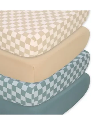 The Peanutshell Baby Organic Bassinet Sheets 4-Pack for Boy or Girl - Ultra Soft & Rectangle Unisex Baby Bassinet Sheet, 100% Jersey Cotton, Fitted Sheets for Crib, Halo Bassinet Mattress