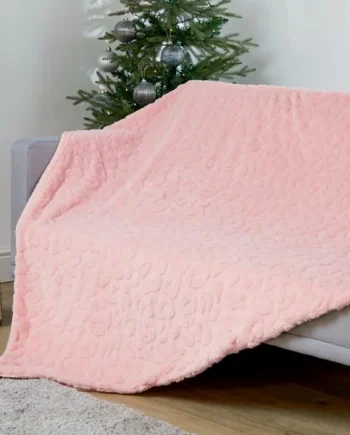 The Winter Warmer Collection Leopard Teddy Throw - Pink