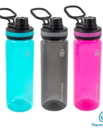 ThermoFlask 709ml Tritan Water Bottles, 3 Pack in Teal/Black/Pink