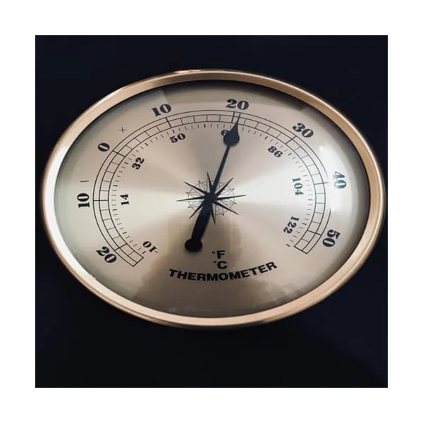 Thermometer Metal Temperature Gauge for Factory Laboratory | Golden Finish, Lightweight Build, Easy Installation, Suitable for Baby Room Use
