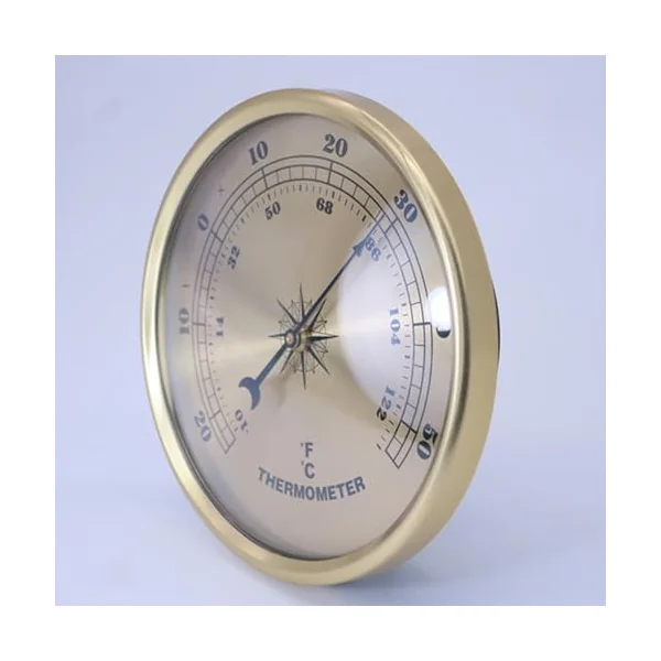 Thermometer Metal Temperature Gauge for Factory Laboratory | Golden Finish, Lightweight Build, Easy Installation, Suitable for Baby Room Use
