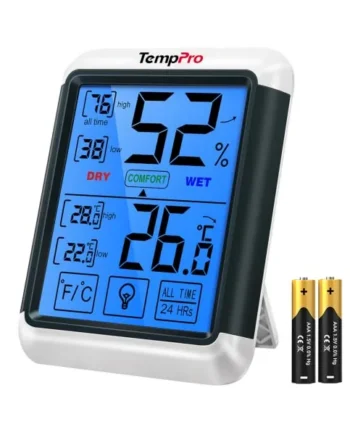 ThermoPro TP55 Digital Room Thermometer Temperature and Humidity Monitor with All Time or 24hrs Max and Min Records for Temperature and Humidity Baby Room Thermometer with Large Backlight Touchscreen