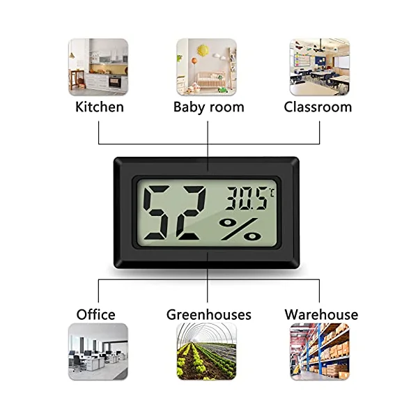 Thlevel Mini Hydrometer Temperature Monitor Room Thermometer | for Greenhouse Home Office 6 Pack