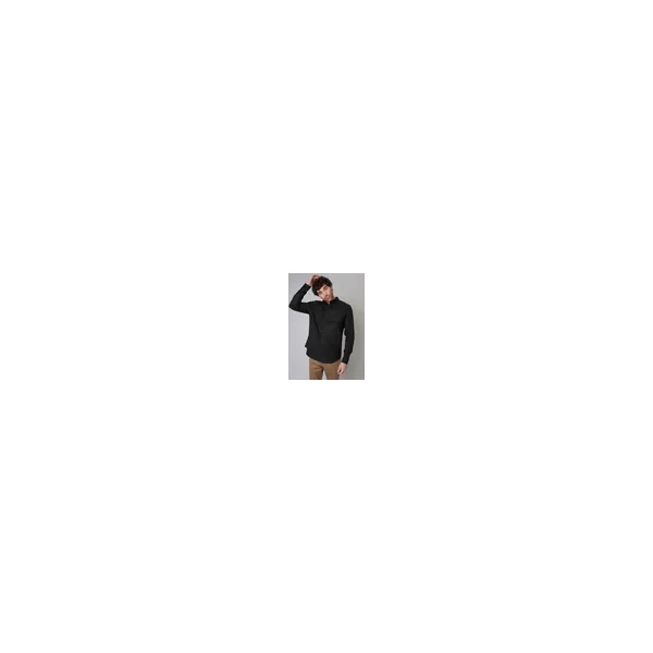 Threadbare Black Slim Fit Linen Blend Long Sleeve Shirt