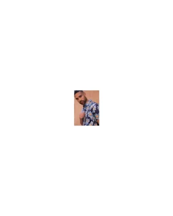 Threadbare Navy Cotton Tropical Print Short Sleeve Shirt