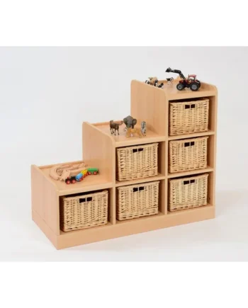 Tiered Storage Unit - 6 Wicker Trays (Left)
