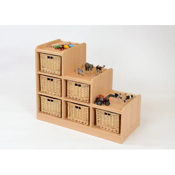 Tiered Storage Unit - 6 Wicker Trays (Right)