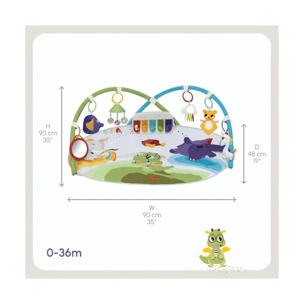 Tiny Love Developmental Gymini, Baby Play Gym with Music, 0+ Months, Baby Play Mat, 20 Activities, Musical Take-Along Toy, Adjustable Arches, Smart and Adjustable Design, Born to Party