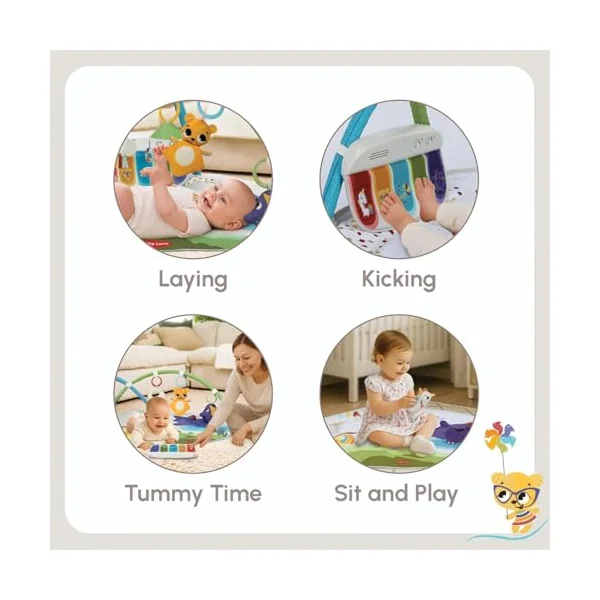 Tiny Love Developmental Gymini, Baby Play Gym with Music, 0+ Months, Baby Play Mat, 20 Activities, Musical Take-Along Toy, Adjustable Arches, Smart and Adjustable Design, Born to Party