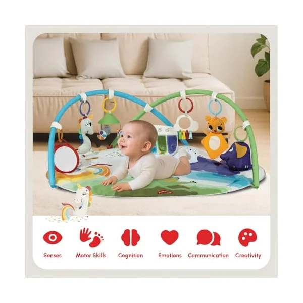 Tiny Love Developmental Gymini, Baby Play Gym with Music, 0+ Months, Baby Play Mat, 20 Activities, Musical Take-Along Toy, Adjustable Arches, Smart and Adjustable Design, Born to Party