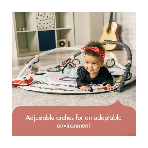 Tiny Love Roll with Me Gymini, Groovy Rock 'n' Roll Inspired Baby Play Gym with Music, 0-36 Months, Baby Play Mat, 20 Activities, Musical Take-Along Toy, Adjustable Arches, Tiny Rockers