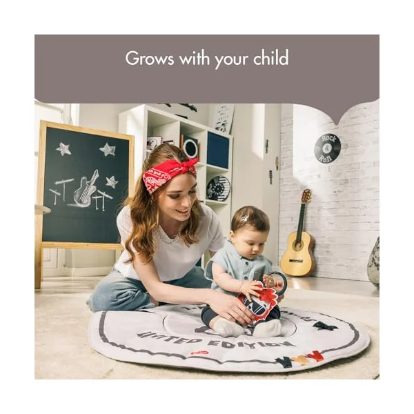 Tiny Love Roll with Me Gymini, Groovy Rock 'n' Roll Inspired Baby Play Gym with Music, 0-36 Months, Baby Play Mat, 20 Activities, Musical Take-Along Toy, Adjustable Arches, Tiny Rockers