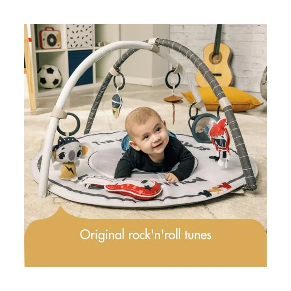 Tiny Love Roll with Me Gymini, Groovy Rock 'n' Roll Inspired Baby Play Gym with Music, 0-36 Months, Baby Play Mat, 20 Activities, Musical Take-Along Toy, Adjustable Arches, Tiny Rockers