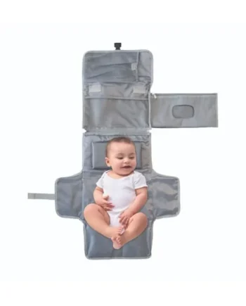 Tiny to Tots Portable Baby Changing Mat, 1.5cm Thickness Head Pillow, Wipe Pocket, Diaper Pocket, Waterproof Changing Mat, Detachable Parts with Carry Handle