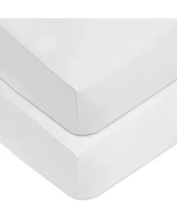 TL Care 2 Pack Fitted Crib Sheets 28" x 52", Soft Breathable Neutral 100% Cotton Jersey Sheet, White, for Boys and Girls, Fits Crib and Toddler Bed mattresses