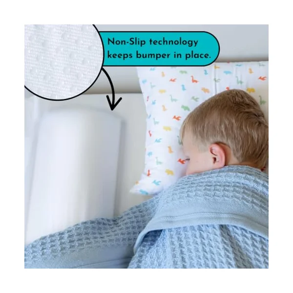 Toddler Bed Bumper Guard – Soft Foam Safety Bed Rail for Toddlers with Non-Slip Cover – Child Sleep Barrier for Twin, Full, Queen & King Mattress – Washable Kids Protection for Home or RV (2 Pack)