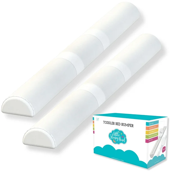 Toddler Bed Bumper Guard – Soft Foam Safety Bed Rail for Toddlers with Non-Slip Cover – Child Sleep Barrier for Twin, Full, Queen & King Mattress – Washable Kids Protection for Home or RV (2 Pack)