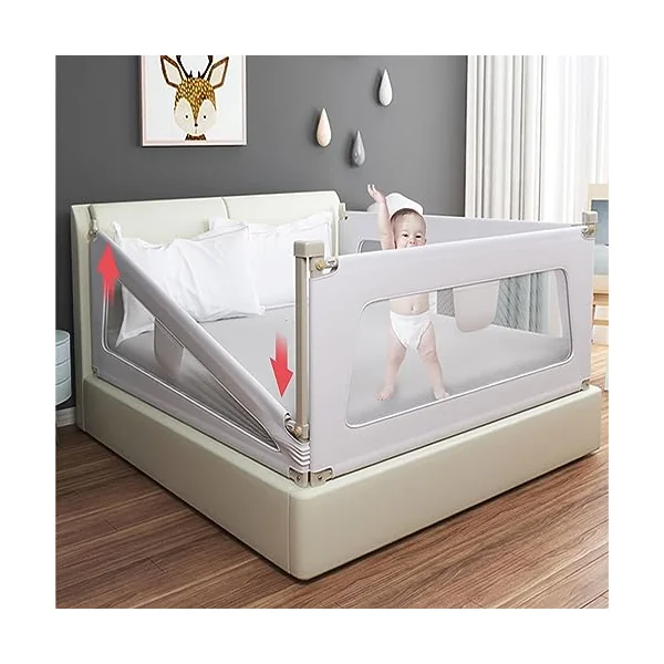 Toddler Bed Rail Guard, Kids Bed Guard Rail for Toddlers, Baby Bed Rail Guard for End of Bed, All-Round Sturdy Baby Bed Fence, with Reinforced Anchor Safety System (C 1.5m)