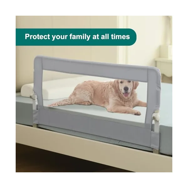 Toddler Bed Rails, 51 Inch Foldable Bed Rail for Toddlers, Baby Bed Rail Guard for Twin, Full, Queen Size Bed, Box, Platform Bed, with Reinforced Safety System