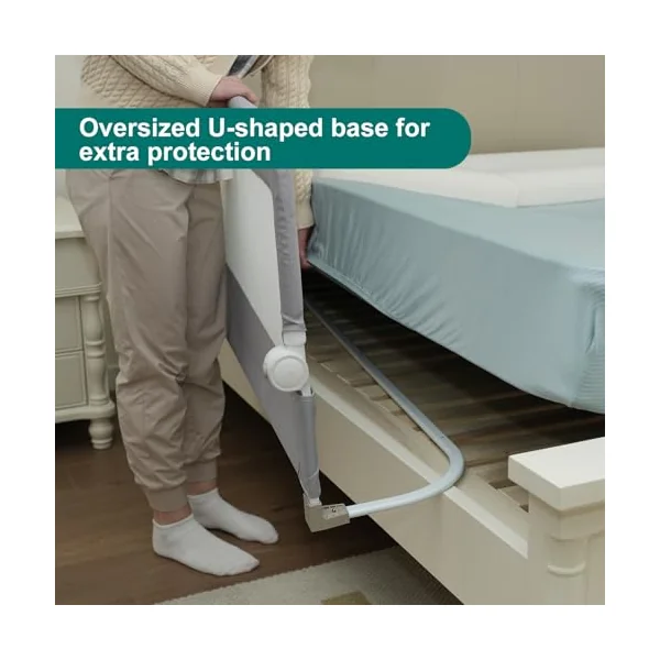 Toddler Bed Rails, 51 Inch Foldable Bed Rail for Toddlers, Baby Bed Rail Guard for Twin, Full, Queen Size Bed, Box, Platform Bed, with Reinforced Safety System