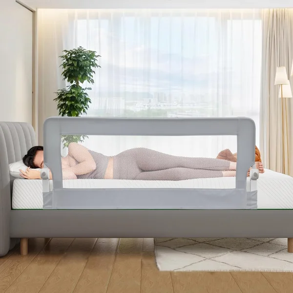 Toddler Bed Rails, 51 Inch Foldable Bed Rail for Toddlers, Baby Bed Rail Guard for Twin, Full, Queen Size Bed, Box, Platform Bed, with Reinforced Safety System