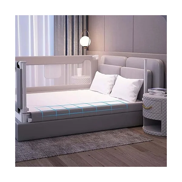 Toddler Bed Rails, Baby Bed Rail Guard for End of Bed, Safety Bed Guard Rails for Kids, Extra Tall Kids Bed Guardrail, Breathable Mesh Vertical Lifting Baby Rail (B 1.2m)