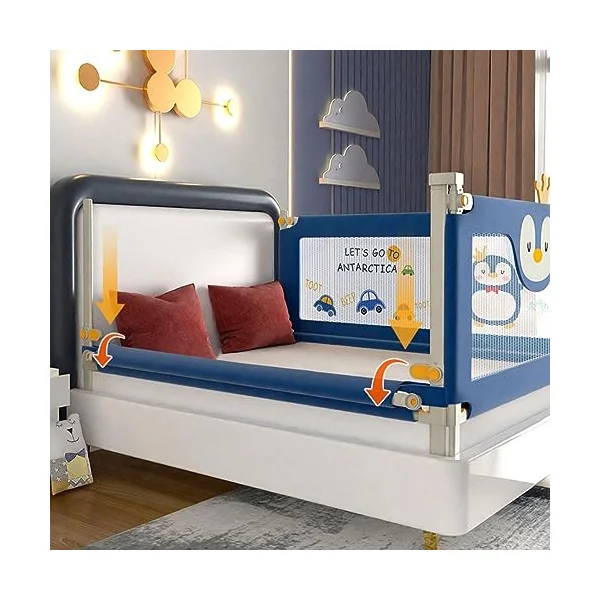 Toddler Bed Rails, Guard Extra Tall Kids Bed Guardrail, Vertical Lifting Collapsible Baby Safety Bed Rail, with Breathable Mesh & Double Safety Child Lock (A 1.5m)