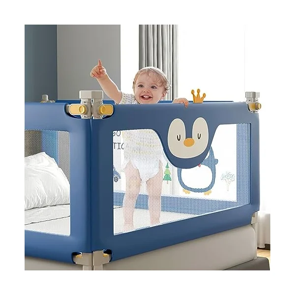 Toddler Bed Rails, Guard Extra Tall Kids Bed Guardrail, Vertical Lifting Collapsible Baby Safety Bed Rail, with Breathable Mesh & Double Safety Child Lock (A 1.5m)