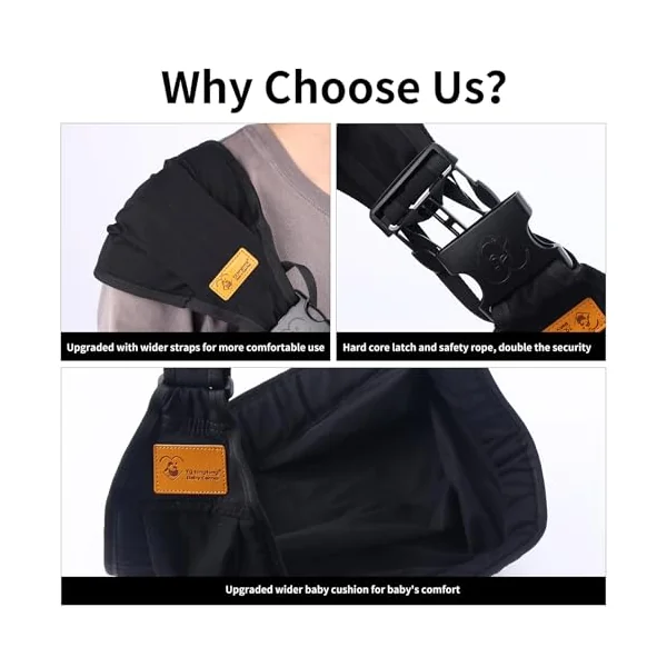 Toddler Carrier Sling Baby Carrier Newborn Baby Sling Carrier Baby Carriers from Newborn Baby Wrap Carrier Toddler Sling with Extra Wide Cozy Strap, Safety Adjustable Ergonomic Toddler Carrier