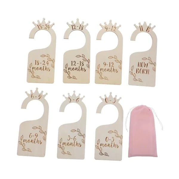 Toddler Clothes Dividers with Practical Functionality Wooden Baby Clothes Dividers Creative and Beautiful Appearance and Printed Month Periods for Baby Closet Organiser