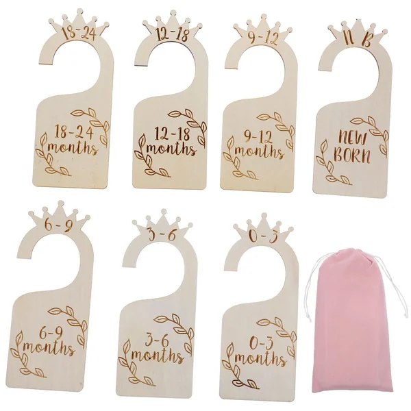Toddler Clothes Dividers with Practical Functionality Wooden Baby Clothes Dividers Creative and Beautiful Appearance and Printed Month Periods for Baby Closet Organiser