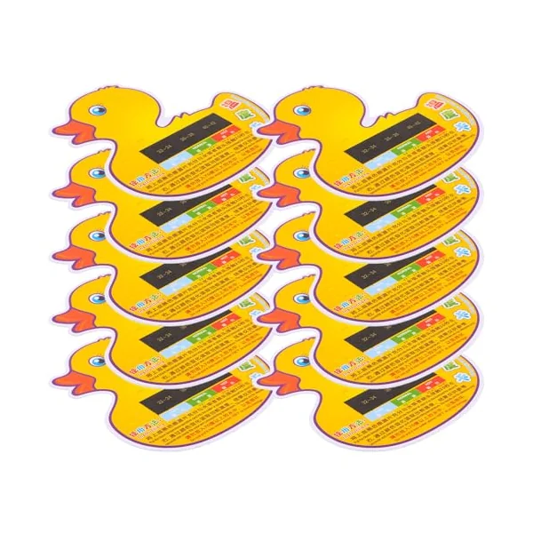 Toddmomy 10pcs Baby Bath Temperature Monitor Duck Shaped Lightweight Plastic Thermometers with Digital Lcd Display for Newborns Bath Time and Traveling