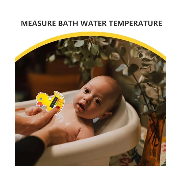 Toddmomy 10pcs Baby Bath Temperature Monitor Duck Shaped Lightweight Plastic Thermometers with Digital Lcd Display for Newborns Bath Time and Traveling