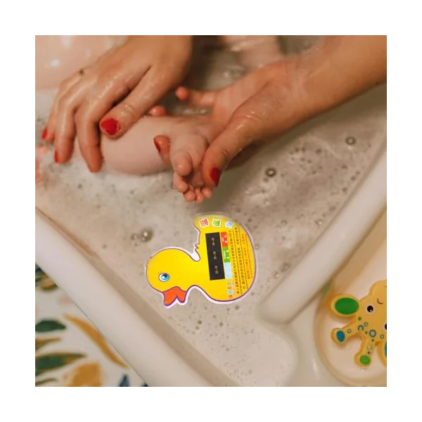 Toddmomy 10pcs Baby Bath Temperature Monitor Duck Shaped Lightweight Plastic Thermometers with Digital Lcd Display for Newborns Bath Time and Traveling