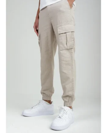 Tokyo Laundry Beige Linen Blend Cargo-Style Trousers