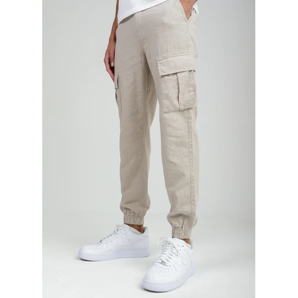 Tokyo Laundry Beige Linen Blend Cargo-Style Trousers