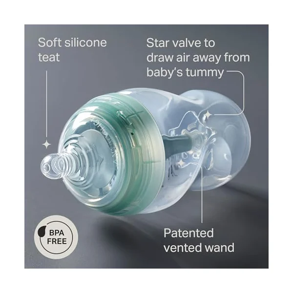 Tommee Tippee Baby Bottles, Natural Start Anti-Colic Baby Bottle with Slow Flow Breast-Like Teat, 260ml, 0m+, Self-Sterilising, Baby Feeding Essentials, Pink & Purple, Pack of 3