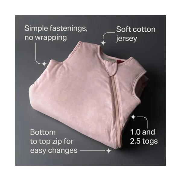 Tommee Tippee Baby Sleep Bag, The Original Grobag, Hip-Healthy Design, Soft Cotton-Rich Fabric, 6-18 m, 1.0 TOG, Blush