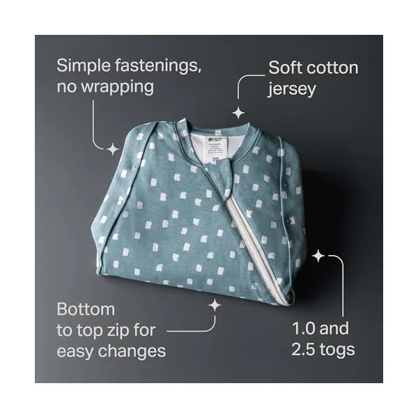 Tommee Tippee Baby Sleeping Bag for Newborns, The Original Grobag Swaddle Bag, Hip-Healthy Design, Soft Bamboo-Rich Fabric, 0-3m