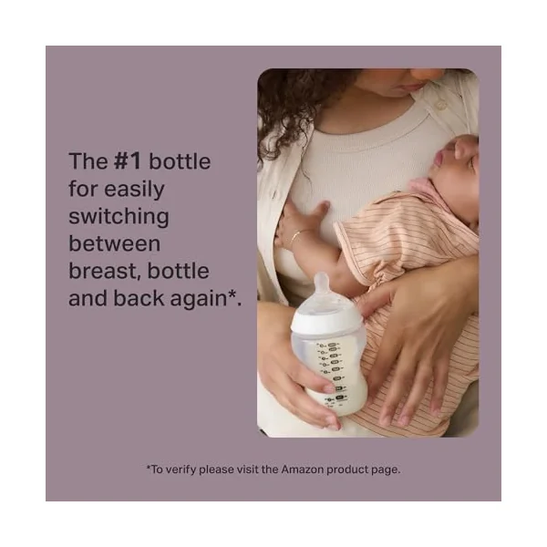 Tommee Tippee Closer to Nature Baby Bottle Anti-Colic 260ml | Pack of 2, Slow Flow Breast-Like Teat, Anti-Colic Valve, Assorted