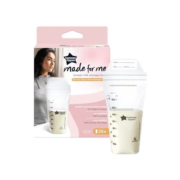 Tommee Tippee Closer to Nature Breast Milk Storage Bags, Pre-Sterilised Stand-Up Pouches, Secure Double Seal, Single Use, 350ml Capacity, Pack of 72