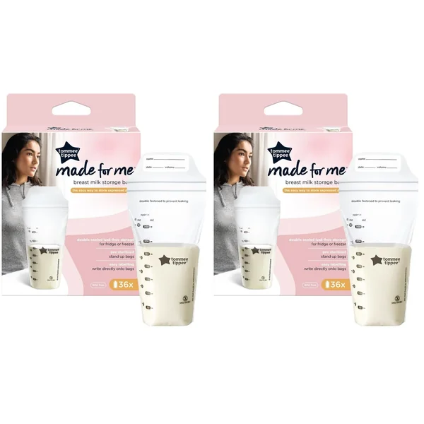 Tommee Tippee Closer to Nature Breast Milk Storage Bags, Pre-Sterilised Stand-Up Pouches, Secure Double Seal, Single Use, 350ml Capacity, Pack of 72