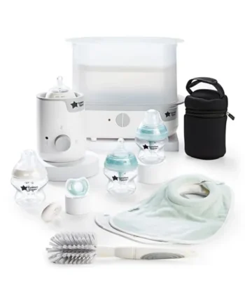Tommee Tippee Complete Feeding Set Electric Steam Steriliser | Includes Easiwarm Bottle and Food Warmer, Newborn Self-Sterilising Bottles, Kills 99.9% of Bacteria