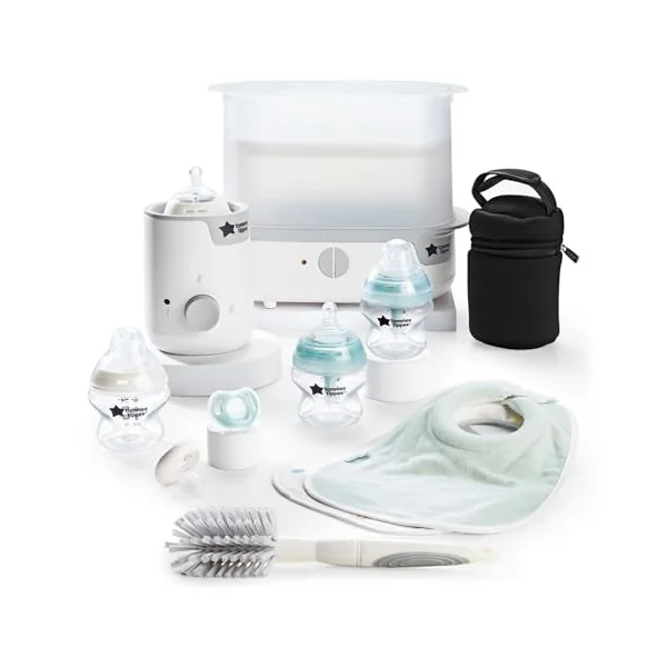 Tommee Tippee Complete Feeding Set Electric Steam Steriliser | Includes Easiwarm Bottle and Food Warmer, Newborn Self-Sterilising Bottles, Kills 99.9% of Bacteria