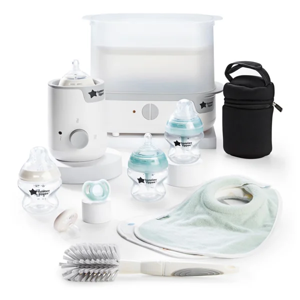 Tommee Tippee Complete Feeding Set Electric Steam Steriliser | Includes Easiwarm Bottle and Food Warmer, Newborn Self-Sterilising Bottles, Kills 99.9% of Bacteria